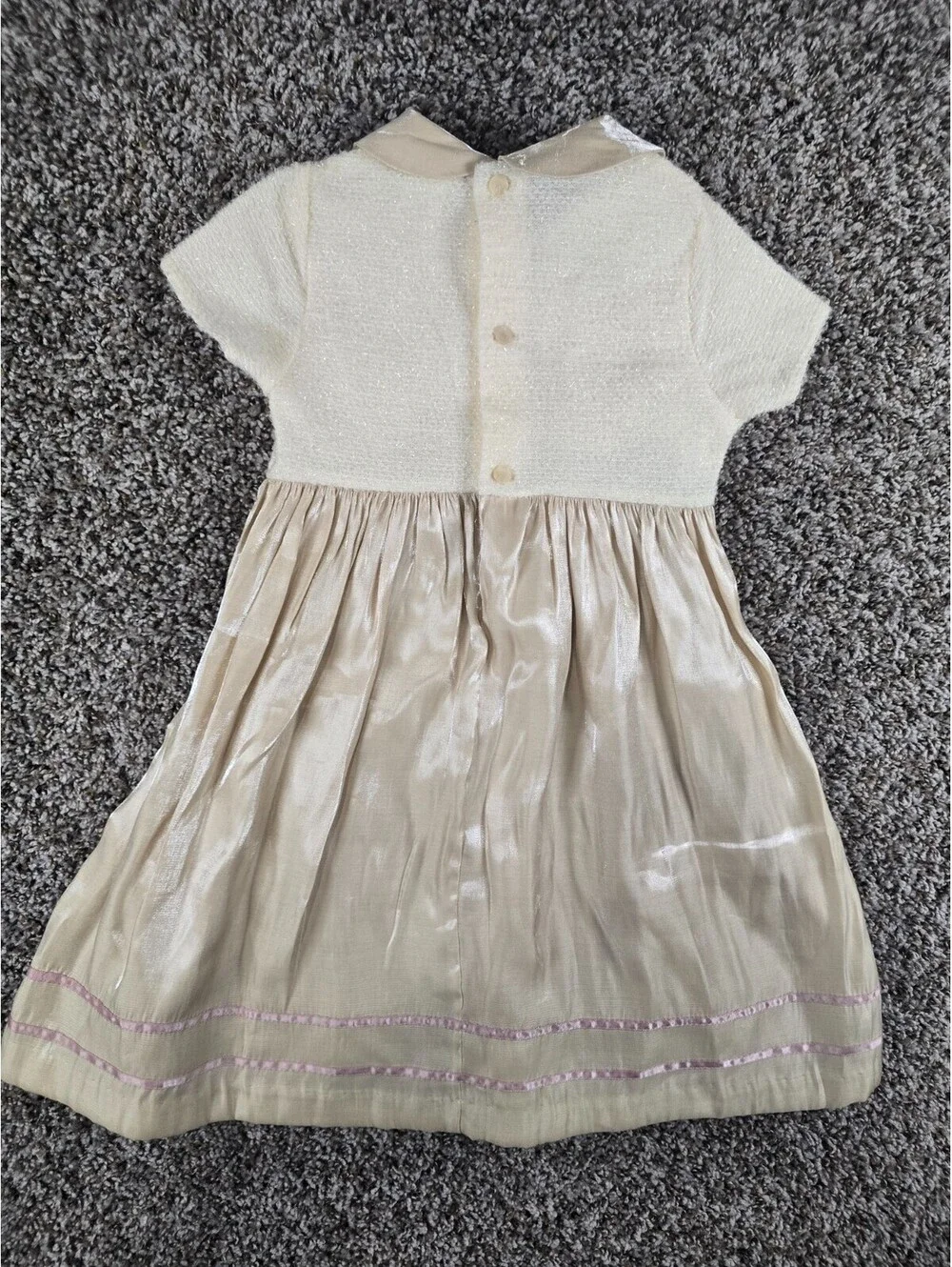 Vintage 1990s BT Kids Baby Girls Sz 6M Formal Dress Beige Champagne Satin